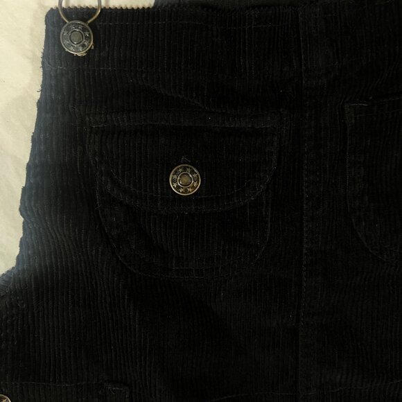 VTG Womens Kathy Ireland Black Corduroy Overall Shorts SZ M 90s Shortalls - Picture 5 of 6